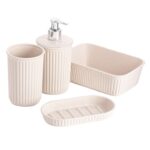 Ribbed Collection Ecofriendly Decorative Plastic Bathroom Accessories Set Set O